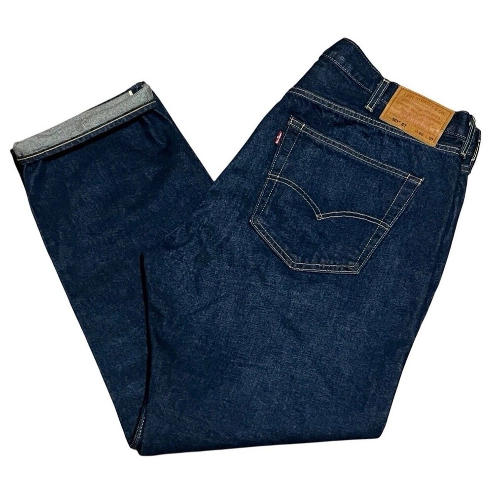 Leviโs Premium 501 ST Slim Taper Menโs 40x30 Selvedge Blue Jeans BIG E